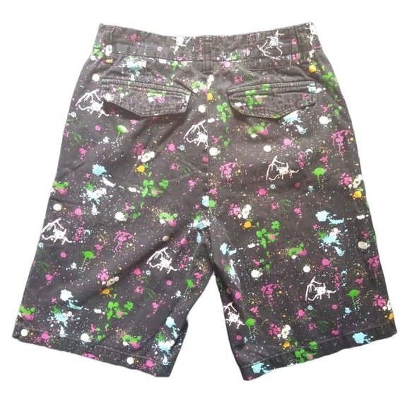 Chor Paint Splatter Multicolor Graphic Black Chino Shorts Men's Size 32 - Picture 4 of 8